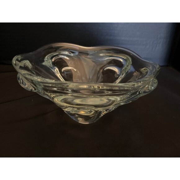 Hand Blown Heavy Crystal Bowl MCM 1950’s Belgium Style of Val Saint Lambert - Picture 4 of 7